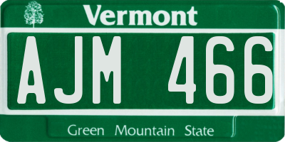 VT license plate AJM466