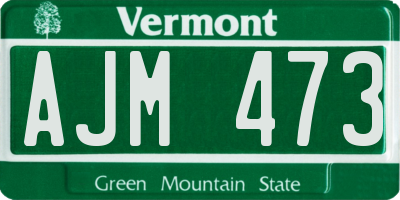 VT license plate AJM473