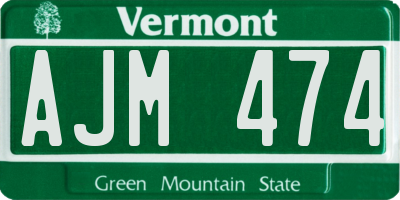 VT license plate AJM474