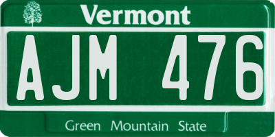 VT license plate AJM476