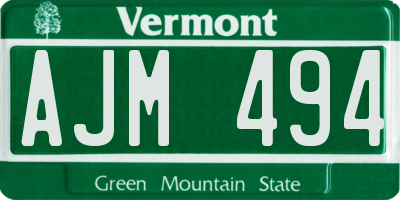 VT license plate AJM494