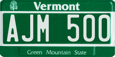 VT license plate AJM500