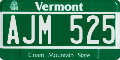 VT license plate AJM525