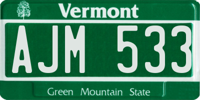 VT license plate AJM533