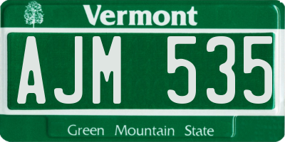 VT license plate AJM535
