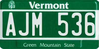 VT license plate AJM536