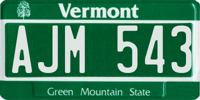 VT license plate AJM543