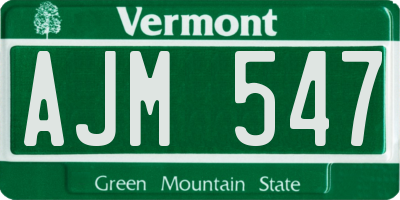 VT license plate AJM547