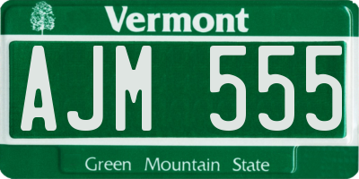 VT license plate AJM555