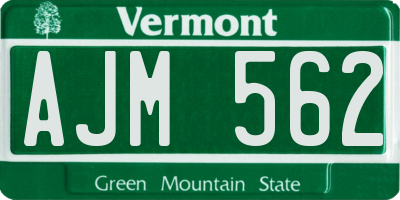 VT license plate AJM562
