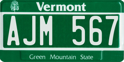 VT license plate AJM567
