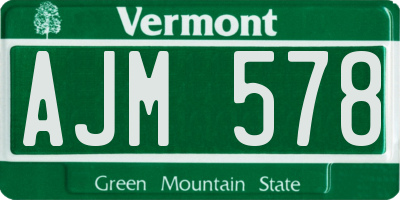 VT license plate AJM578
