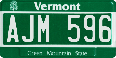 VT license plate AJM596