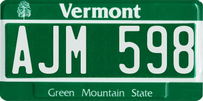 VT license plate AJM598