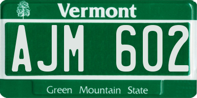 VT license plate AJM602