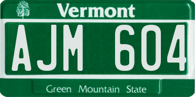 VT license plate AJM604