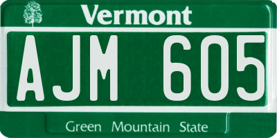 VT license plate AJM605