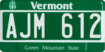 VT license plate AJM612