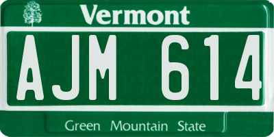 VT license plate AJM614