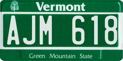 VT license plate AJM618
