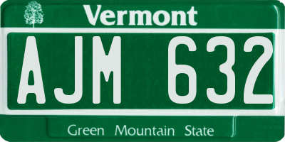 VT license plate AJM632