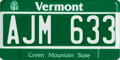 VT license plate AJM633