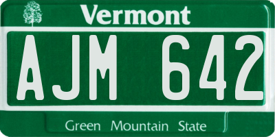VT license plate AJM642
