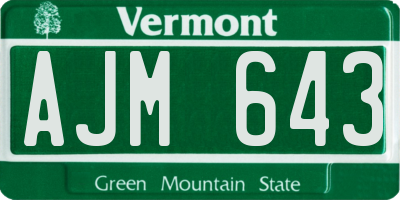 VT license plate AJM643