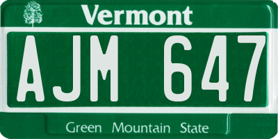 VT license plate AJM647