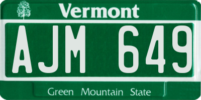 VT license plate AJM649