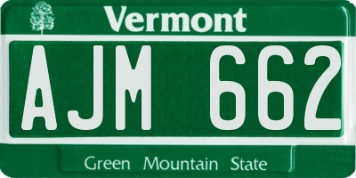 VT license plate AJM662