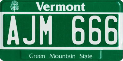 VT license plate AJM666