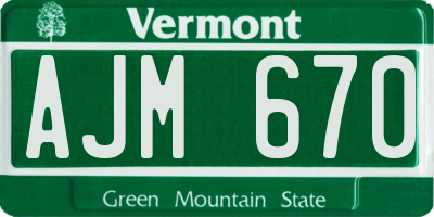VT license plate AJM670