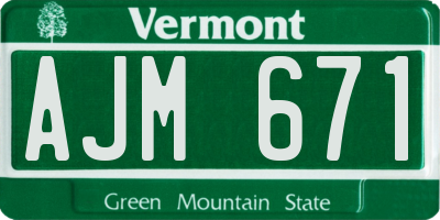 VT license plate AJM671