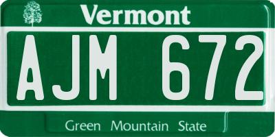 VT license plate AJM672