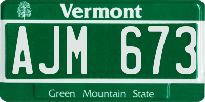 VT license plate AJM673