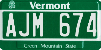 VT license plate AJM674