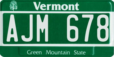 VT license plate AJM678