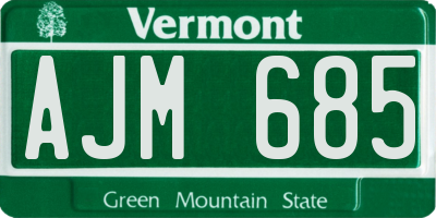 VT license plate AJM685