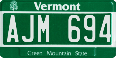 VT license plate AJM694