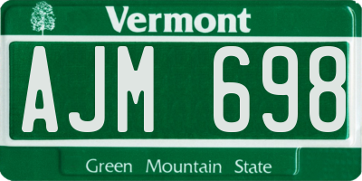 VT license plate AJM698