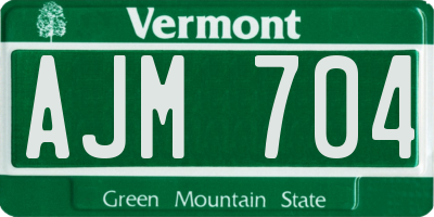 VT license plate AJM704