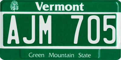 VT license plate AJM705