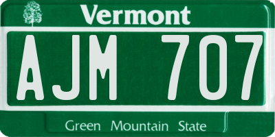 VT license plate AJM707