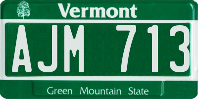 VT license plate AJM713