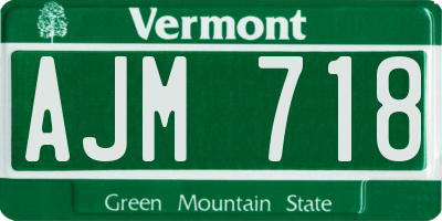 VT license plate AJM718