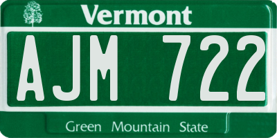 VT license plate AJM722