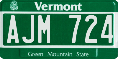 VT license plate AJM724