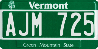 VT license plate AJM725