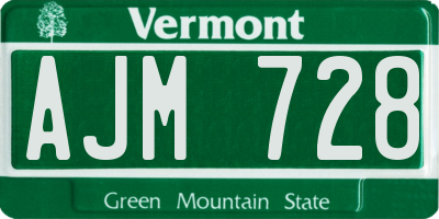 VT license plate AJM728